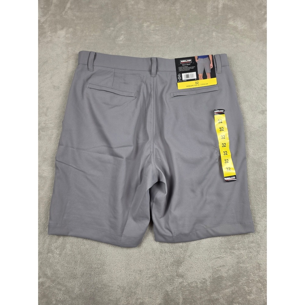Kirkland Signature Men's Short 32 Gray Moisture Wicking Stretch UPF‎ 50 *Read